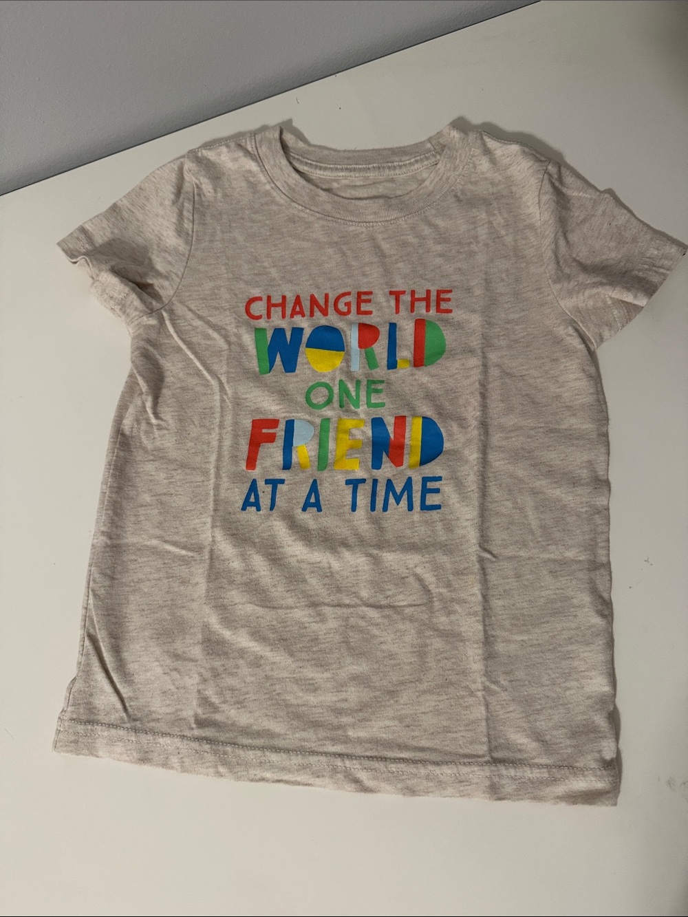 Cat & Jack Beige Graphic Tee with Colorful Positive Quote